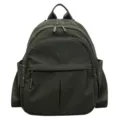 Casual minimalist nylon backpack for women, lightweight daily school book bag and travel daypack. - 25x14x30cm / Green