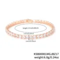 Bracelet tennis en oxyde de zirconium or rose pour femme, bijoux de luxe minimaliste. - Or Rose Fermoir Pliant