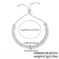 Bracelet de tennis reglable en zircone cubique baguette avec cristaux argent detail - Zircon Rectangulaire Or Blanc Réglable
