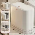 Schlanker Mülleimer für Badezimmer schmaler Küchenabfallbehälter doppelter Eimer platzsparend - Schmaler Spalt Luftdruck Adsorptions Mülleimer / L / Grauweiß