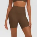 Pantaloncini da yoga a vita alta da donna, traspiranti e modellanti per fitness e palestra. - Taglia S / Pantaloni e gonne / colore castagna