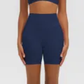 Damen High Waist Yoga Shorts atmungsaktive Bauchweg Fitness Sporthose Sportbekleidung Neuheit - S / Tiefseeblau