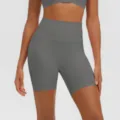 Pantaloncini yoga vita alta nude donna traspiranti pancia piatta fitness sportivi - Grigio titanio