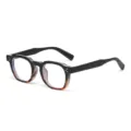 Retro chunky polygon optical glasses frame, stylish black and tortoise gradient thick design. - Black Tortoise Mix / Anti-Blue Light