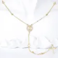 Collier pendentif gland moissanite or élégante chaîne de cou style chapelet pour femmes - Collier Chapelet Vierge Marie / Or