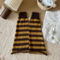 Knit striped leg warmers y2k vintage cozy warm winter fashion aesthetic calf socks - Turmeric Stripes