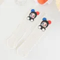 White kids mid-tube socks with cute clown cartoon pendant, trendy fashion cotton socks. - One Size / White