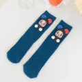 Cute cartoon clown ribbed mid-calf socks for kids stylish daily wear toddler hosiery - One Size / Blue