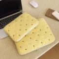 Korean quilted embroidered laptop sleeve 14 inch butter yellow candy color protective bag - 11" / Yellow