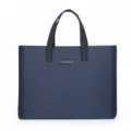 Men's 14-inch waterproof oxford business laptop tote bag, simple dark blue office briefcase. - 15 / Navy Blue (Cloth Handle)