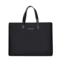 Black oxford cloth business laptop bag, minimalist large capacity 14-inch office tote. - 15 / Black (PU Handle)