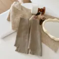 Knitted leg warmers for women autumn winter warm Japanese JK Y2K style slit design fashion socks - One Size / Khaki