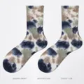 Men tie-dye crew socks fashion street style breathable cotton athletic mid-tube socks - One Size / Dark Blue