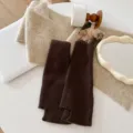 Autumn winter Japanese JK knit leg warmers Y2K slouchy split socks warm boot cuffs - One Size / Coffee