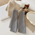 Y2K Knit Leg Warmers Slouchy Boot Cuffs Autumn Winter JK Style Grey Ribbed Socks Main - One Size / Light Gray