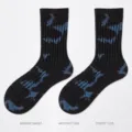 Uomini Donne Calzini Cotone Tie Dye Nero Blu Inverno Moda Lunghe Calze Casual Cotone - 38-43 / Blu-Nero