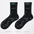 Calzini lunghi neri tie dye per autunno inverno uomo donna spessi stile streetwear - 38-43 / Verde-Nero