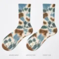 Men tie dye crew socks autumn casual breathable streetwear cotton fashion comfortable socks pairs - One Size / Blue Brown