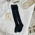 2024 Nuevos calcetines altos de encaje negro sobre la rodilla estilo japones botas largas - Talla única / Negro