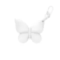 Portable white butterfly silicone lipstick holder keychain, cute lip gloss case bag charm. - White