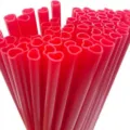 Creative heart-shaped pink PP drinking straws, eco-friendly food grade straight straw bundle. - Single Piece / Red