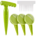 Fluorescent green garden dibber set with adjustable seed dispensers and plant labels for easy planting. - 1 Dibber + 3 Seeders + 10 Plant Labels