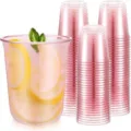 Set di bicchieri di plastica rosa da 12oz, tazze rigide per bevande fredde feste estive e cocktail. - 50 Set / Bicchiere U Rosa 16oz