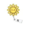 Glitter sunflower badge reel cute acrylic retractable work card holder for office and nurses - Sunflower