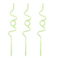 Green curly plastic drinking straws, creative curved shape fun straws for bar cocktail party. - Green Wave Rib