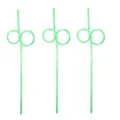 Green creative art plastic drinking straws with double loop novelty design for party cocktail bar. - Green Figure-8 Ring