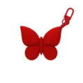 Red silicone lipstick holder keychain butterfly shape portable clip lip balm case variant - Red