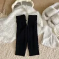 Calentadores de punto negro para mujer, manguitos de botas de invierno gruesos cálidos y acogedores. - Negro