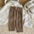 Calentadores de piernas de punto marrón para mujer, calcetines altos de invierno cálidos. - Marrón