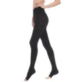 Schwarze Kompressionsstrumpfhose Fusslos medizinische Beinflege Stuetzkruempfe Damen - S / Schwarz Offener Zeh