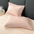 Funda de almohada individual estampada con flores de algodon rosa, ropa de cama habitacion. - Sur-Rosa / Par de Fundas de Almohada 48x74cm