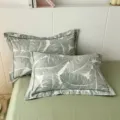 Funda de almohada de algodón con estampado de hojas verdes, ropa de cama cómoda para el hogar. - Armonía de Primavera / Par de Fundas de Almohada 48x74cm
