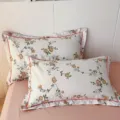 Funda de Almohada Estampada 100% Algodón con Hermoso Motivo Floral Suave Ropa Cama - Brocado de Verano / Par de Fundas de Almohada 48x74cm