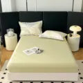 Katoenen bedrukte hoeslaken voor eenpersoonsbed matrasbeschermer met frisse bladeren patroon - 150x200cm / Lenteboodschap-Groen