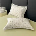 Funda de almohada de algodón estampada patrón floral suave transpirable ropa de cama - Lindo-Verde / Par de Fundas de Almohada 48x74cm