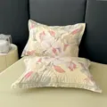 Funda de almohada estampada floral de algodon individual suave transpirable decoracion dormitorio - Neón-Amarillo / Par de Fundas de Almohada 48x74cm
