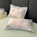 Funda de almohada estampada de puro algodón, suave y ancha para decoración de dormitorio en casa. - Verde de Mitad de Verano / Par de Fundas de Almohada 48x74cm