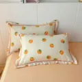 Fundas de cojín de algodón estampado con bonito diseño de caqui, decoración de dormitorio suave. - Caqui Ruyi-Naranja / Par de Fundas de Almohada 48x74cm
