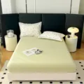 100% Katoen Hoeslaken Lichtgroen Bloemen Kussensloop Set Comfortabele Bedovertrek - 150x200cm / Schattig-Groen