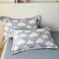 Funda de almohada de algodón estampada pieza única nube estrella ropa de cama - Olas de Surf-Azul / Par de Fundas de Almohada 48x74cm