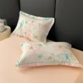 Funda de almohada estampada de algodon pieza unica ropa de cama suave y transpirable - Tiempo de la Ciudad del Amanecer-Verde / Par de Fundas de Almohada 48x74cm