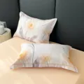 Funda de almohada estampada de puro algodon suave amplia cubierta de cama decoracion - Loto Estrellado Naranja / Par de Fundas de Almohada 48x74cm