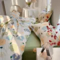 Funda de almohada de algodón con estampado floral textil hogar ropa cama estética dormitorio - Hierba Elegante-Verde / Par de Fundas de Almohada 48x74cm