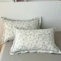 Funda de almohada estampada floral de algodón puro, funda de cojín suave para ropa de cama. - Nardo-Gris / Par de Fundas de Almohada 48x74cm