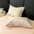 Funda de almohada de algodon estampado suave transpirable ropa de cama individual - Hierba Inmortal Tranquila-Verde / Par de Fundas de Almohada 48x74cm