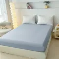Katoenen hoeslaken lichtblauw ademend zacht matrasbeschermer voor eenpersoonsbed - 150x200cm / Mode Ritme Blauw